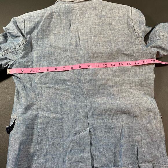 J Crew Womens 8 Medium Chambray Collared Blazer Jacket Suit \Work Long Sleeve - Picture 7 of 8